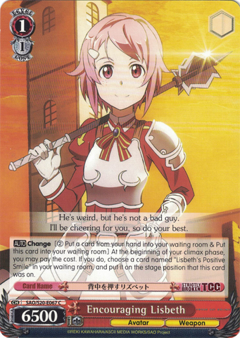 SAO/S20-E067 Encouraging Lisbeth - Sword Art Online English Weiss Schwarz Trading Card Game
