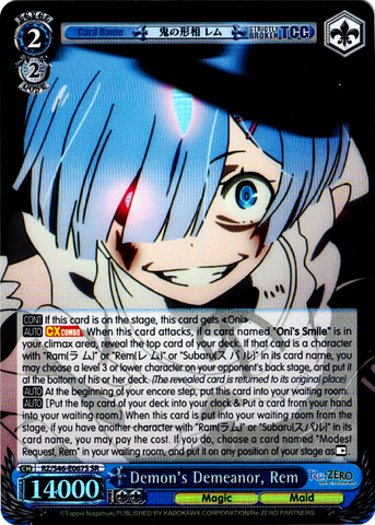 RZ/S46-E067S Demon's Demeanor, Rem (Foil) - Re:ZERO -Starting Life in Another World- Vol. 1 English Weiss Schwarz Trading Card Game