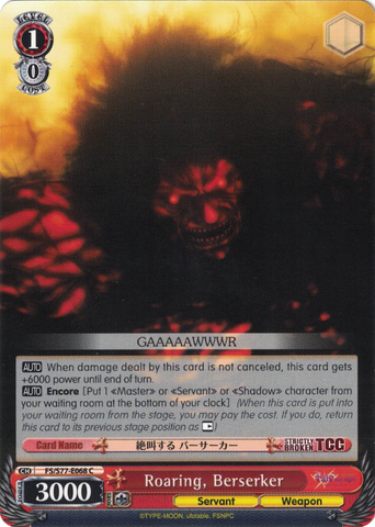 FS/S77-E068 Roaring, Berserker - Fate/Stay Night Heaven's Feel Vol. 2 English Weiss Schwarz Trading Card Game