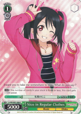 LL/EN-W01-068 Nico in Regular Clothes - Love Live! DX English Weiss Schwarz Trading Card Game
