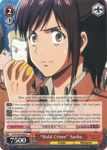 AOT/S35-E069 "Bold Crime" Sasha - Attack On Titan Vol.1 English Weiss Schwarz Trading Card Game