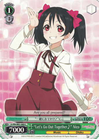 LL/EN-W01-069 "Let's Go Out Together♪" Nico - Love Live! DX English Weiss Schwarz Trading Card Game