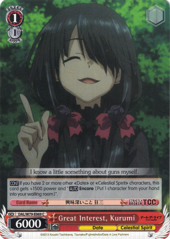 DAL/W79-E069 Great Interest, Kurumi - Date A Live English Weiss Schwarz Trading Card Game