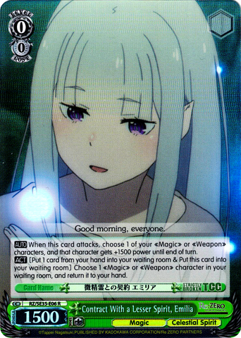 RZ/SE35-E06 Contract With a Lesser Spirit, Emilia (Foil) - Re:ZERO -Starting Life in Another World- The Frozen Bond English Weiss Schwarz Trading Card Game