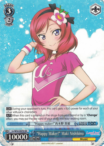 LL/W34-E070 "Happy Maker!" Maki Nishikino - Love Live! Vol.2 English Weiss Schwarz Trading Card Game