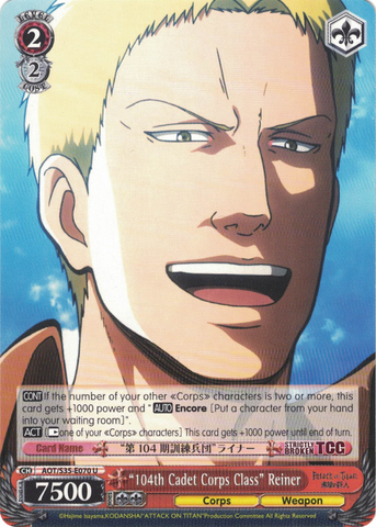 AOT/S35-E070 "104th Cadet Corps Class" Reiner - Attack On Titan Vol.1 English Weiss Schwarz Trading Card Game