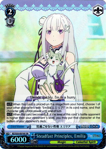 RZ/S55-E070S Steadfast Principles, Emilia (Foil) - Re:ZERO -Starting Life in Another World- Vol.2 English Weiss Schwarz Trading Card Game