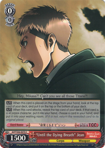 AOT/S50-E070 "Until the Dying Breath" Jean - Attack On Titan Vol.2 English Weiss Schwarz Trading Card Game