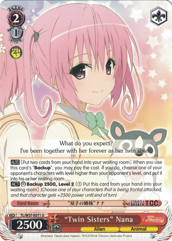 TL/W37-E071 “Twin Sisters” Nana - To Loveru Darkness 2nd English Weiss Schwarz Trading Card Game