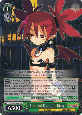 DG/EN-S03-E071 Unkind Demon, Etna - Disgaea English Weiss Schwarz Trading Card Game