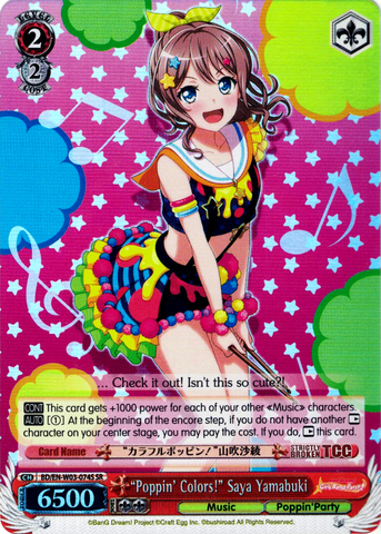BD/EN-W03-074S "Poppin' Colors!" Saya Yamabuki (Foil) - Bang Dream Girls Band Party! MULTI LIVE English Weiss Schwarz Trading Card Game