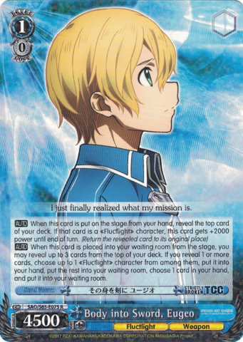 SAO/S65-E075 Body into Sword, Eugeo - Sword Art Online -Alicization- Vol. 1 English Weiss Schwarz Trading Card Game