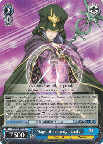 FS/S36-E075 “Mage of Tragedy” Caster - Fate/Stay Night Unlimited Blade Works Vol.2 English Weiss Schwarz Trading Card Game