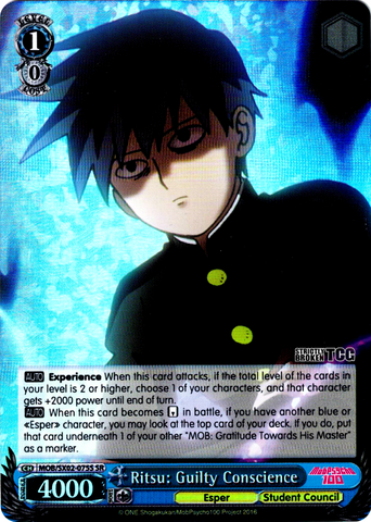 MOB/SX02-075S Ritsu: Guilty Conscience (Foil) - Mob Psycho 100 English Weiss Schwarz Trading Card Game