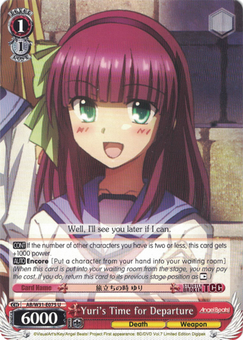 AB/W31-E075 Yuri's Time for Departure - Angel Beats! Re:Edit English Weiss Schwarz Trading Card Game