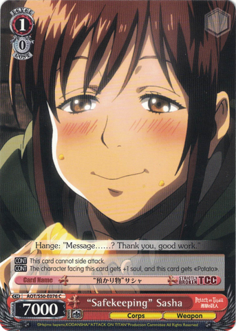 AOT/S50-E076 "Safekeeping" Sasha - Attack On Titan Vol.2 English Weiss Schwarz Trading Card Game