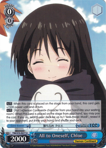 TSK/S70-E077 All to Oneself, Chloe - That Time I Got Reincarnated as a Slime Vol. 1 English Weiss Schwarz Trading Card Game