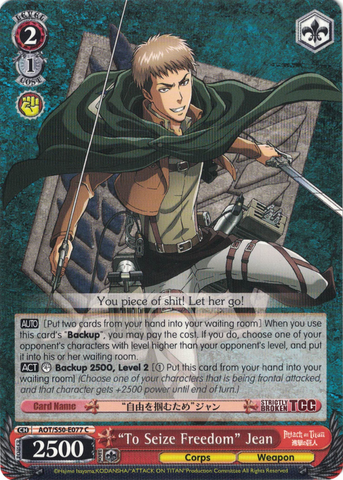 AOT/S50-E077 "To Seize Freedom" Jean - Attack On Titan Vol.2 English Weiss Schwarz Trading Card Game