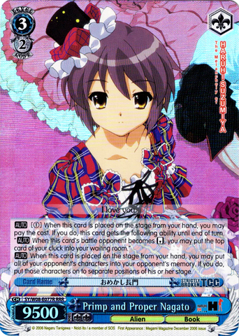 SY/W08-E077R Primp and Proper Nagato (Foil) - The Melancholy of Haruhi Suzumiya English Weiss Schwarz Trading Card Game