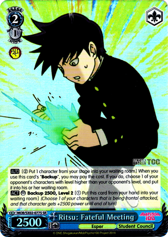 MOB/SX02-077S Ritsu: Fateful Meeting (Foil) - Mob Psycho 100 English Weiss Schwarz Trading Card Game