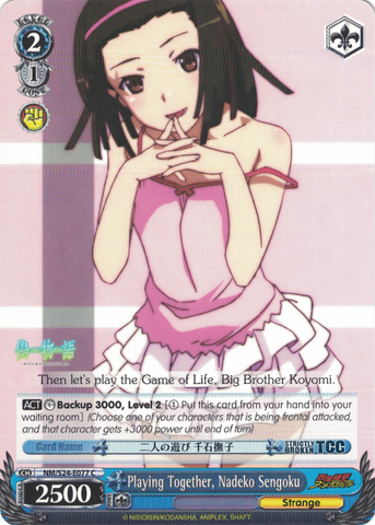 NM/S24-E077 Playing Together, Nadeko Sengoku - NISEMONOGATARI English Weiss Schwarz Trading Card Game