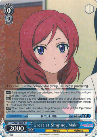 LL/W24-E079 Great at Singing, Maki - Love Live! English Weiss Schwarz Trading Card Game