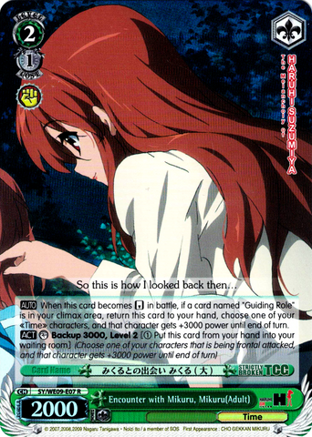 SY/WE09-E07 Encounter with Mikuru, Mikuru(Adult) (Foil) - The Melancholy of Haruhi Suzumiya Extra Booster English Weiss Schwarz Trading Card Game