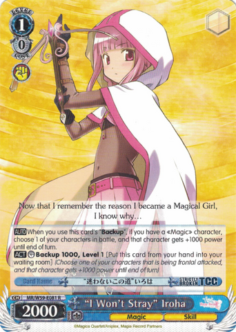 MR/W59-E081 "I Won't Stray" Iroha - Magia Record: Puella Magi Madoka Magica Side Story English Weiss Schwarz Trading Card Game