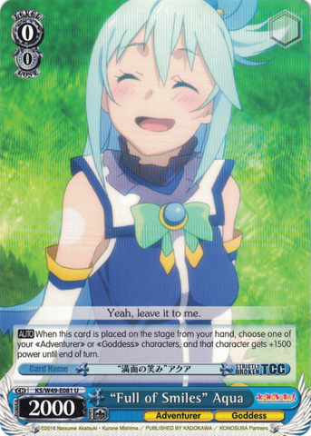 KS/W49-E081 “Full of Smiles” Aqua - KONOSUBA -God’s blessing on this wonderful world! Vol. 1 English Weiss Schwarz Trading Card Game