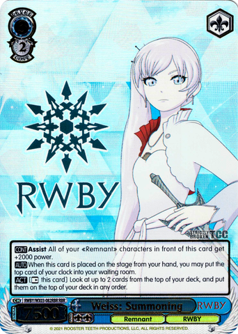 RWBY/WX03-082RBR Weiss: Summoning (Foil) - RWBY English Weiss Schwarz Trading Card Game