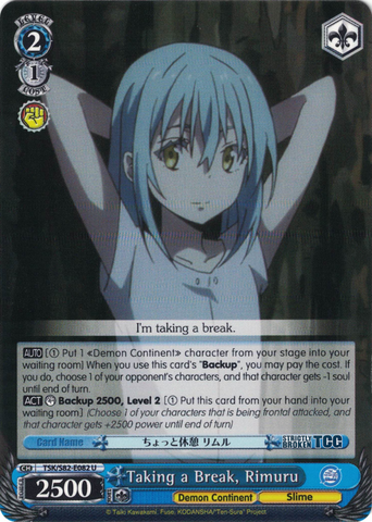 TSK/S82-E082 Taking a Break, Rimuru - That Time I Got Reincarnated as a Slime Vol. 2 English Weiss Schwarz Trading Card Game