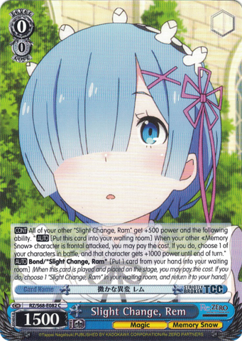 RZ/S68-E082 Slight Change, Rem - Re:ZERO -Starting Life in Another World- Memory Snow English Weiss Schwarz Trading Card Game