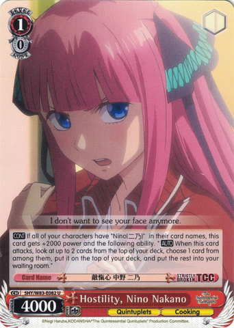 5HY/W83-E082 Hostility, Nino Nakano - The Quintessential Quintuplets English Weiss Schwarz Trading Card Game