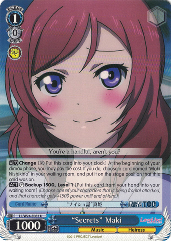 LL/W24-E083 "Secrets" Maki - Love Live! English Weiss Schwarz Trading Card Game