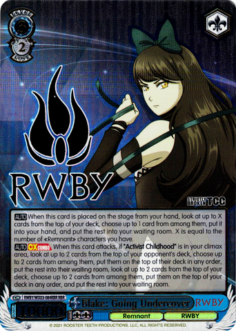 RWBY/WX03-084RBR Blake: Going Undercover (Foil) - RWBY English Weiss Schwarz Trading Card Game