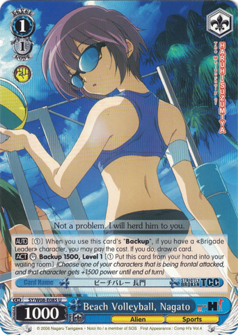 SY/W08-E085 Beach Volleyball, Nagato - The Melancholy of Haruhi Suzumiya English Weiss Schwarz Trading Card Game