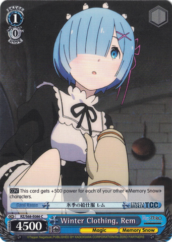 RZ/S68-E086 Winter Clothing, Rem - Re:ZERO -Starting Life in Another World- Memory Snow English Weiss Schwarz Trading Card Game