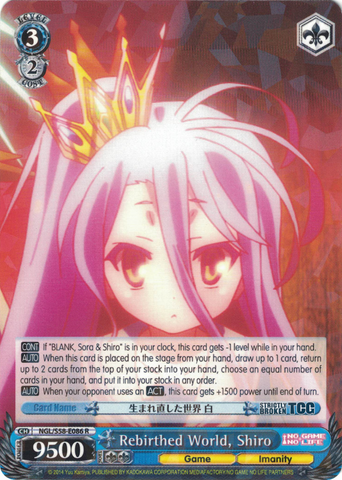 NGL/S58-E086 Rebirthed World, Shiro - No Game No Life English Weiss Schwarz Trading Card Game