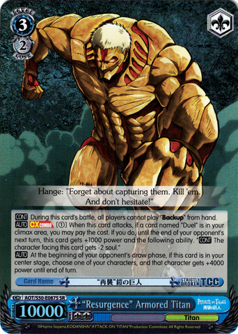 AOT/S50-E087S"Resurgence" Armored Titan (Foil) - Attack On Titan Vol.2 English Weiss Schwarz Trading Card Game