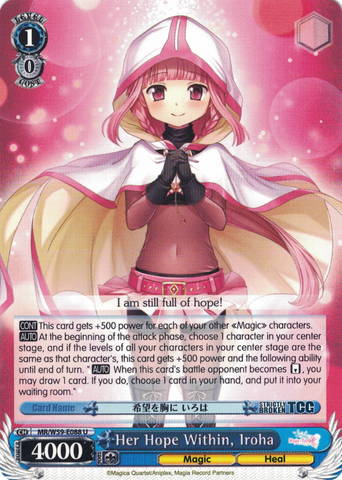 MR/W59-E088 Her Hope Within, Iroha - Magia Record: Puella Magi Madoka Magica Side Story English Weiss Schwarz Trading Card Game
