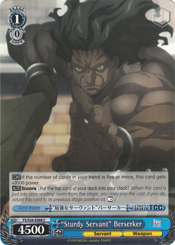 FS/S36-E088 “Sturdy Servant” Berserker - Fate/Stay Night Unlimited Blade Works Vol.2 English Weiss Schwarz Trading Card Game
