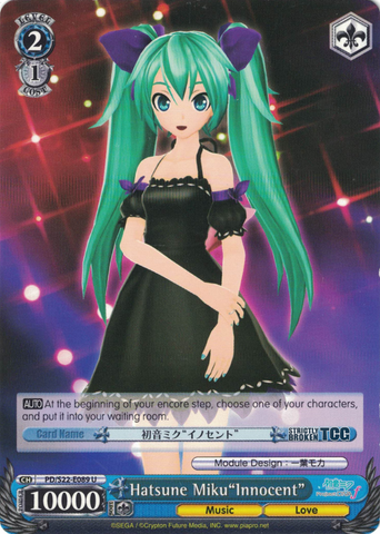 PD/S22-E089 Hatsune Miku"Innocent" - Hatsune Miku -Project DIVA- ƒ English Weiss Schwarz Trading Card Game