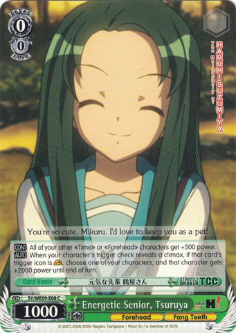 SY/WE09-E08 Energetic Senior, Tsuruya - The Melancholy of Haruhi Suzumiya Extra Booster English Weiss Schwarz Trading Card Game