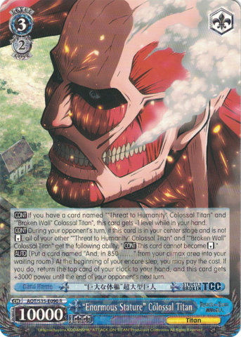 AOT/S35-E090 "Enormous Stature" Colossal Titan - Attack On Titan Vol.1 English Weiss Schwarz Trading Card Game