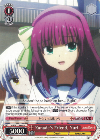 AB/W31-E091 	Kanade's Friend, Yuri - Angel Beats! Re:Edit English Weiss Schwarz Trading Card Game