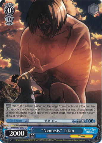 AOT/S50-E092 "Nemesis" Titan - Attack On Titan Vol.2 English Weiss Schwarz Trading Card Game
