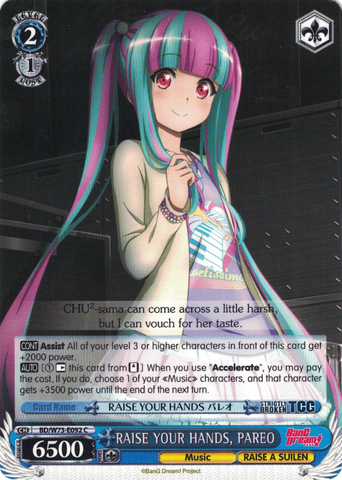 BD/W73-E092 RAISE YOUR HANDS, PAREO - Bang Dream Vol.2 English Weiss Schwarz Trading Card Game