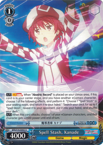 BFR/S78-E092 Spell Stash, Kanade - BOFURI: I Don't Want to Get Hurt, so I'll Max Out My Defense. English Weiss Schwarz Trading Card Game