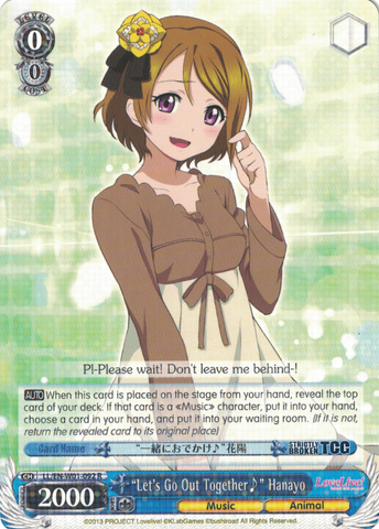 LL/EN-W01-092 "Let's Go Out Together♪" Hanayo - Love Live! DX English Weiss Schwarz Trading Card Game