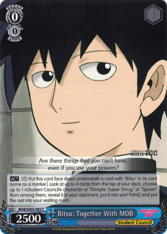 MOB/SX02-092 Ritsu: Together With MOB - Mob Psycho 100 English Weiss Schwarz Trading Card Game